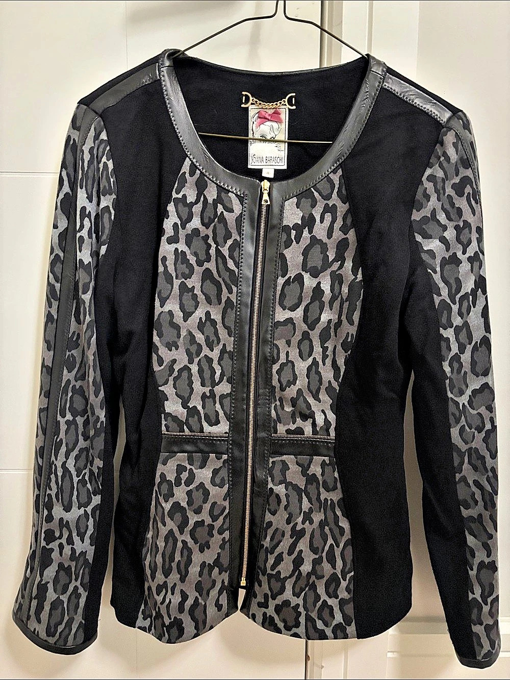 Yoana Baraschi Leopard Print Zip Jacket Size 4 Like New